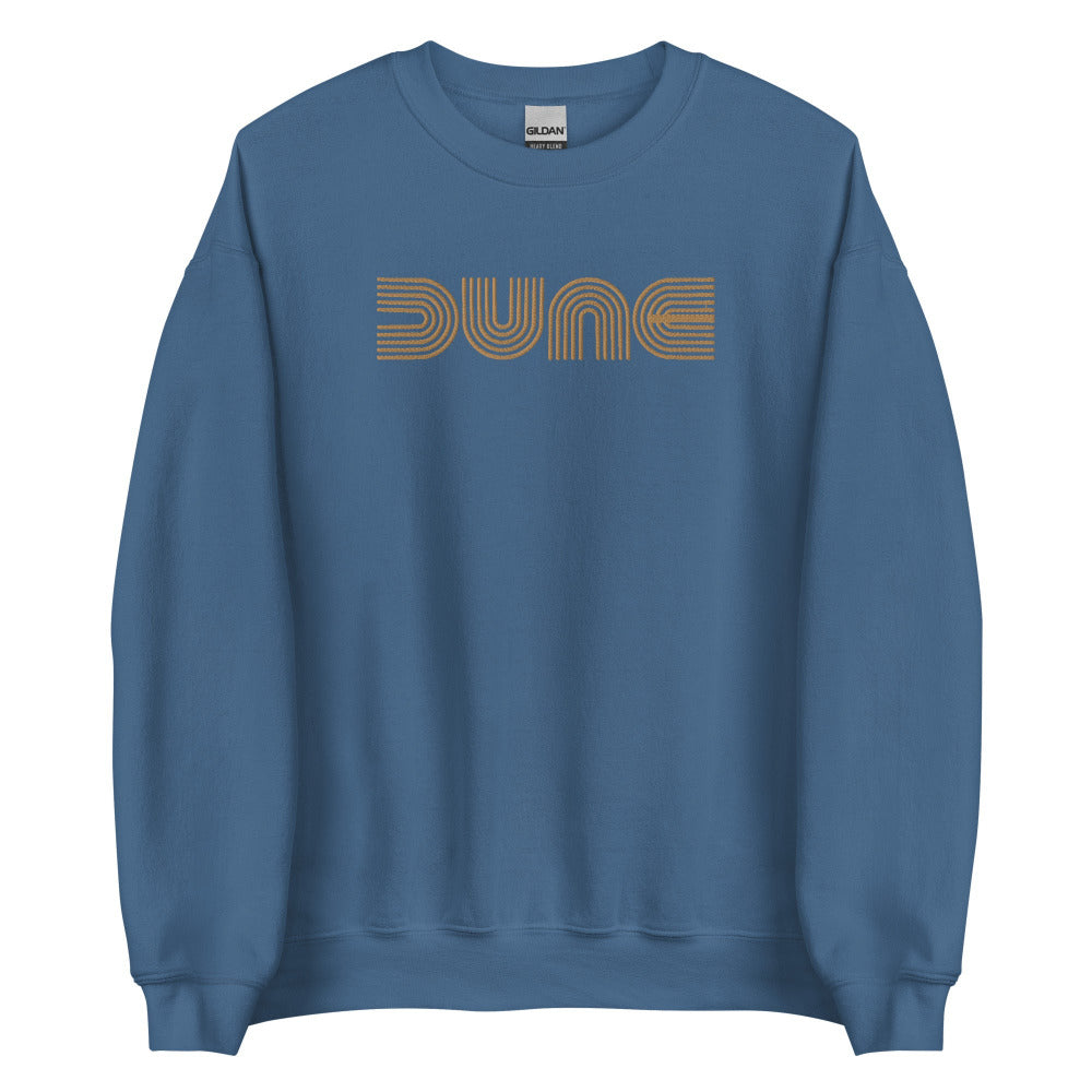 Dune Embroidered Sweatshirt - Indigo Blue Color - Gold Embroidery
